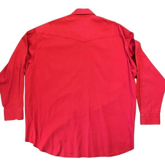 VTG Wrangler Long Sleeve Shirt Western Shirts XXL Button Up Mens Red Pockets - Picture 2 of 9